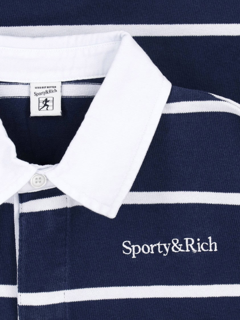 Sporty And Rich Cropped Sweater With Classic White Collar