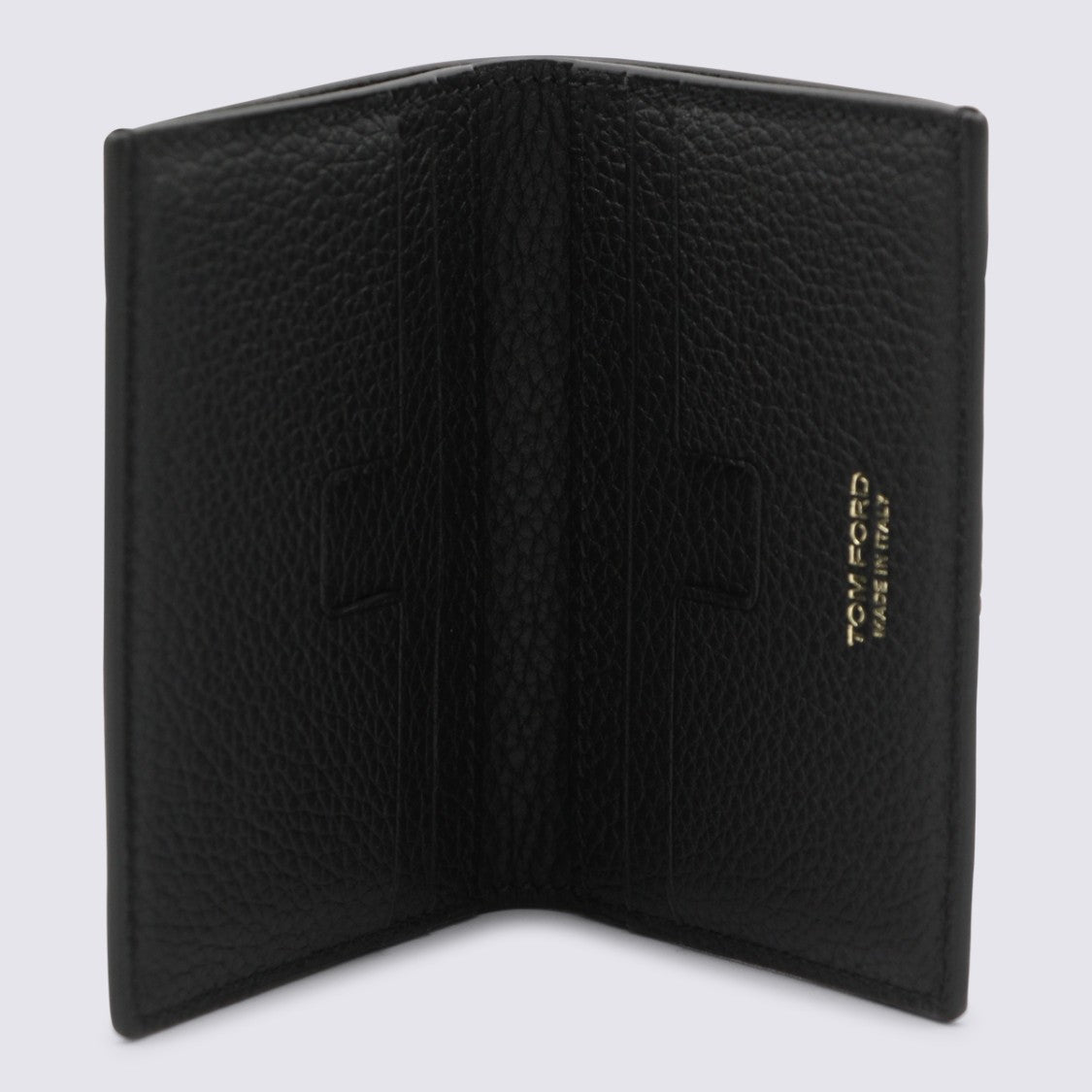 Tom Ford Bifold Black Wallet With Textured Leather And Gold-Tone Logo