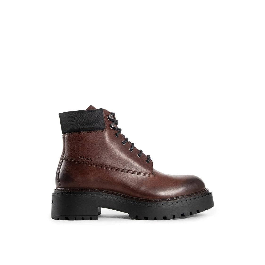 Prada Brown Calf Leather Boots With Modern Accents