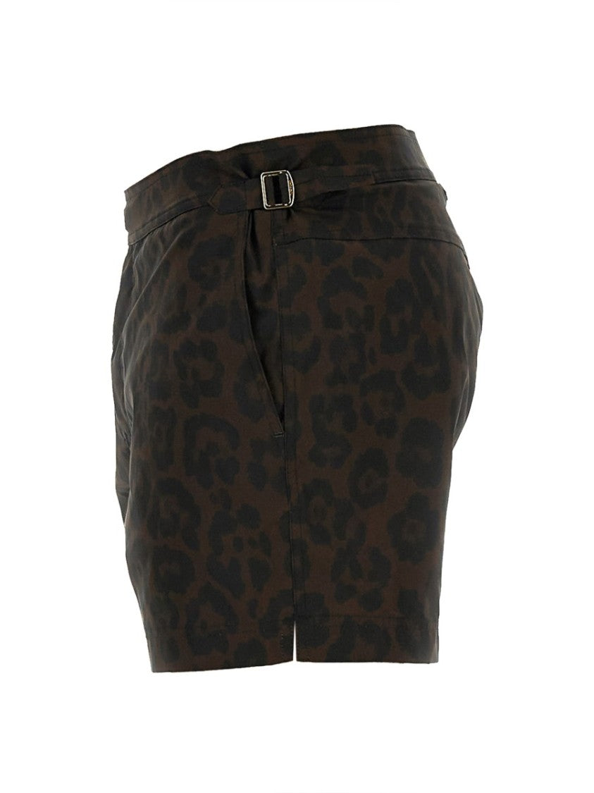 Tom Ford Leopard Print Tailored Swimsuit With Buckle Detail