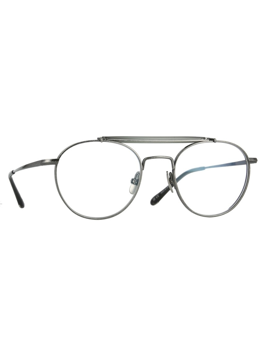 Yellows Plus Sleek Grey Metallic Oval Optical Frames