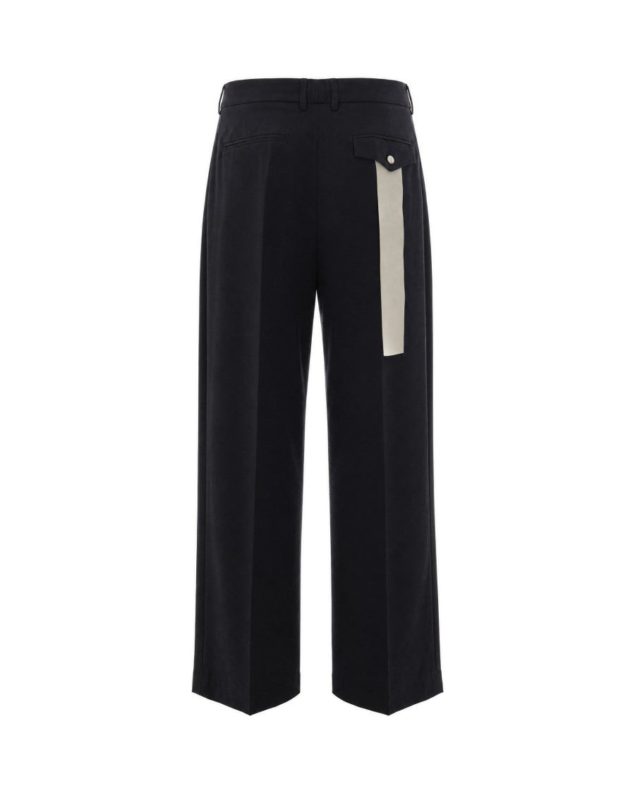 Thestroy Black Inno Double Pleat Stretch Twill Cropped Pants