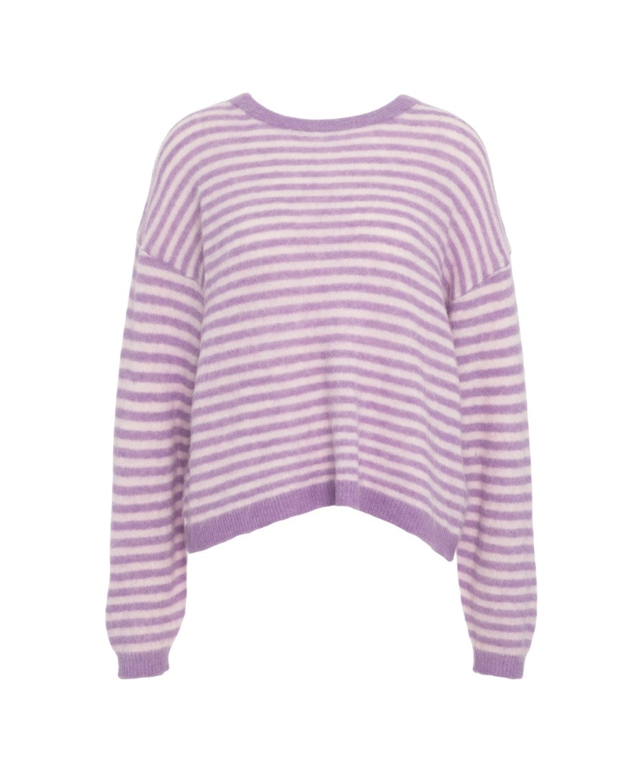 American Vintage Oversized Violet Pullover With Horizontal Stripes