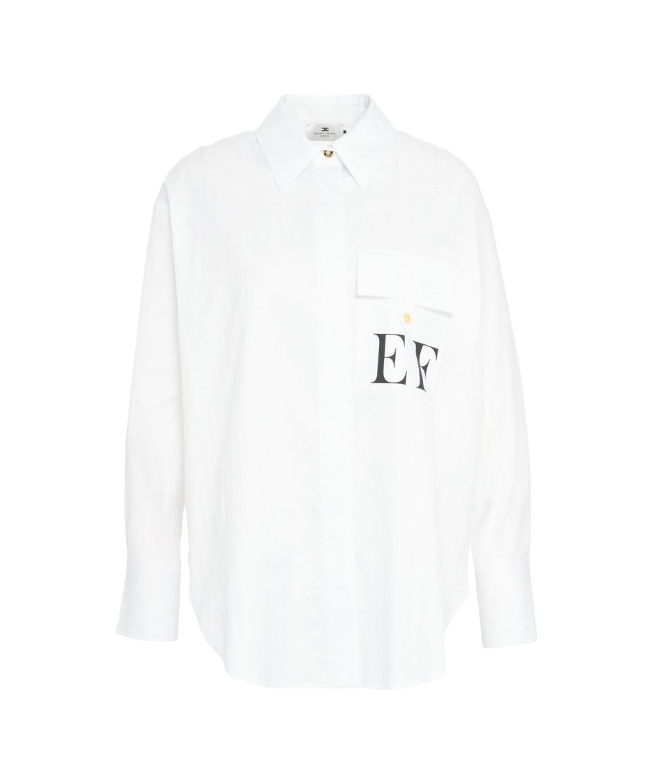 Elisabetta Franchi Oversized Shirt With Iconic Logo Print
