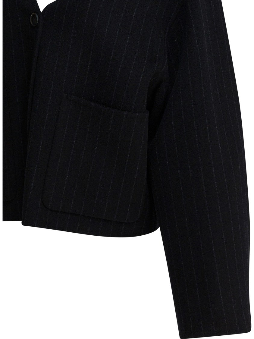 Ivy & Oak Cropped Pinstripe Jacket With Boxy Silhouette