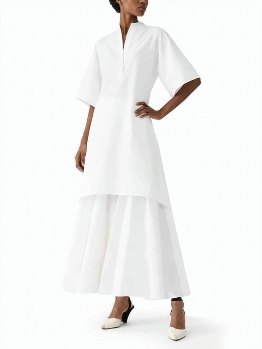 Jacquemus Structured Cotton Midi Dress With Asymmetrical Hemline