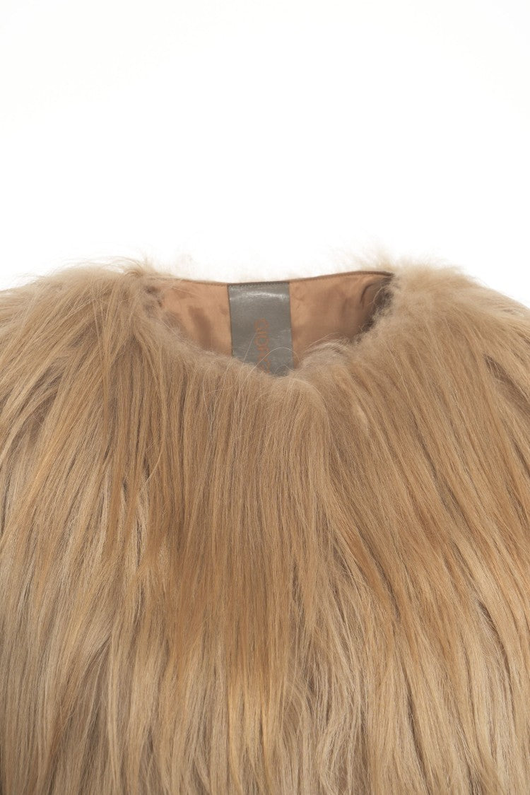 Giorgio Brato Beige Faux Fur Jacket With Hem