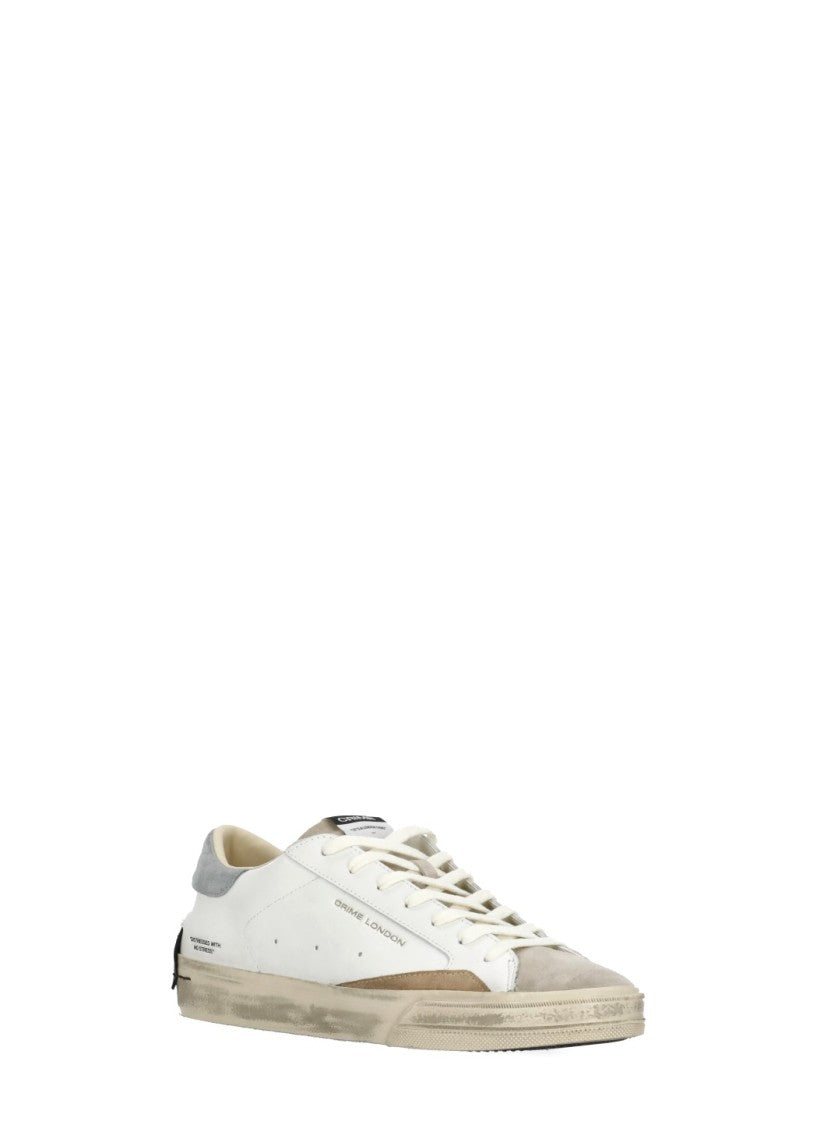 Crime London White Distressed Lo Suede Sneakers