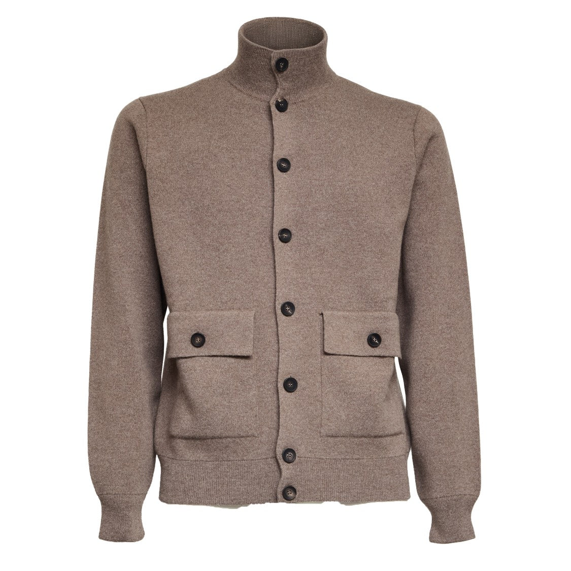 Filippo De Laurentiis Textured Wool And Cashmere High Collar Cardigan