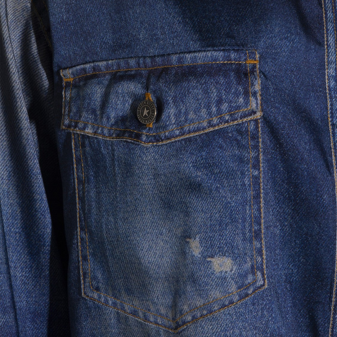 Golden Goose Vintage Denim Print Shirt