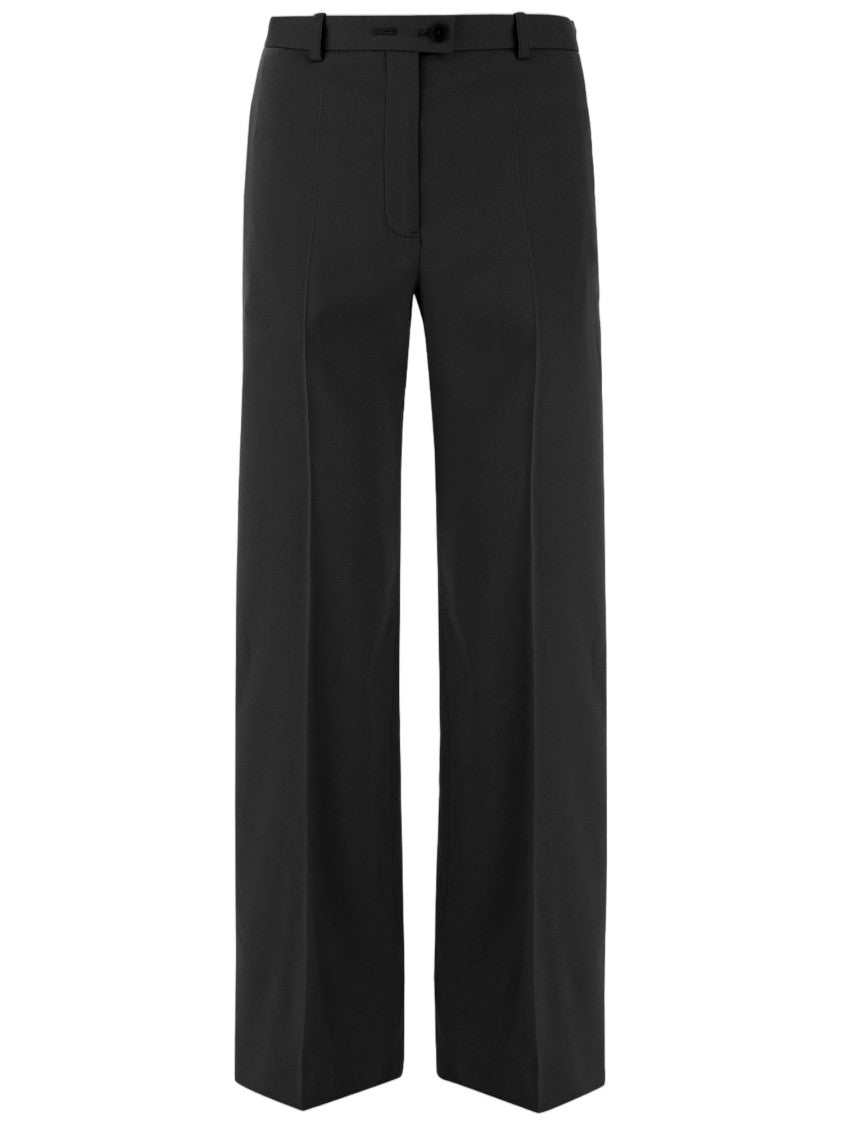 Jil Sander Black Tailored Pressed-Pleat Stretch Wool Straight-Leg Pants
