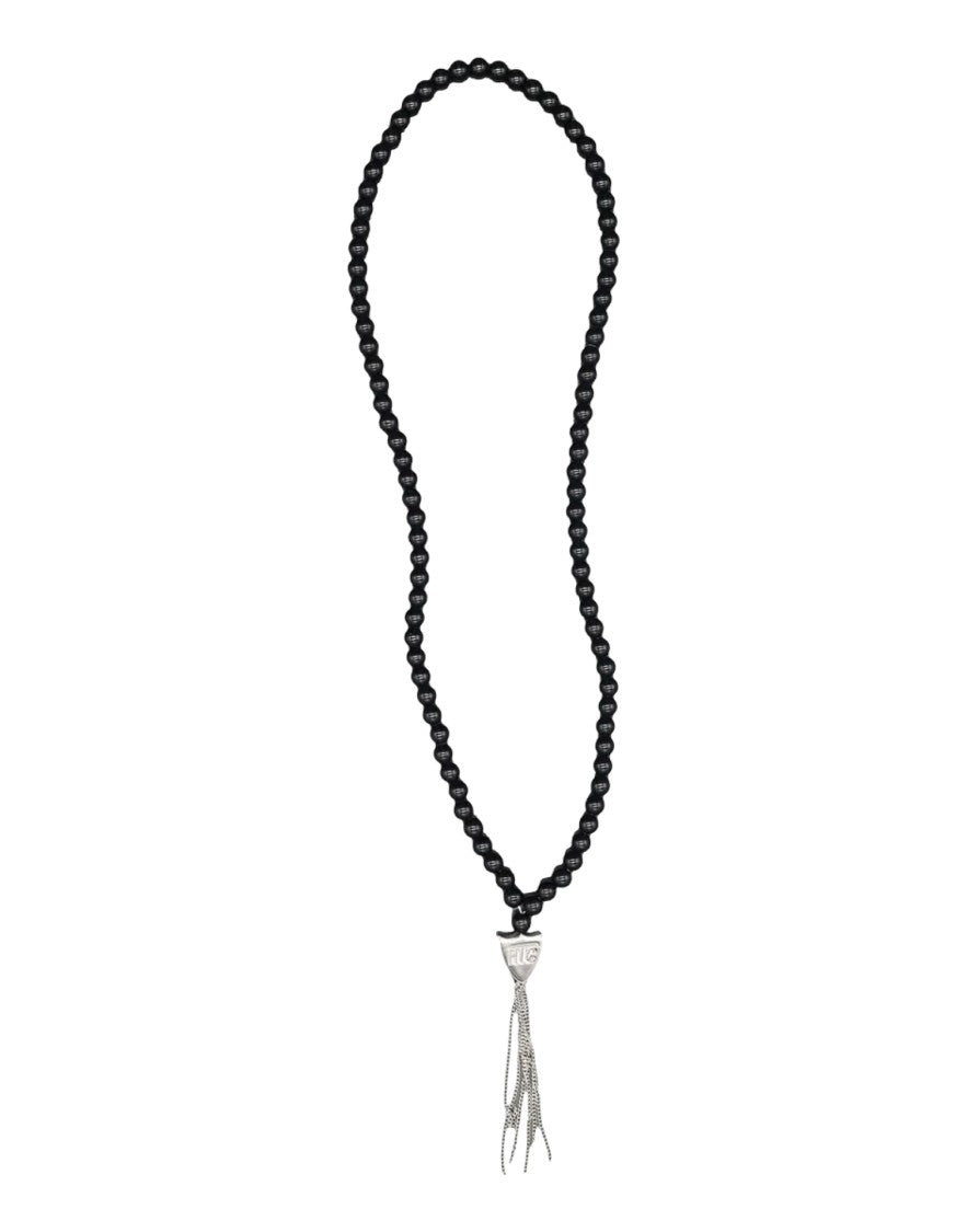 Htc Smooth Black Bead Necklace With Shield Pendant