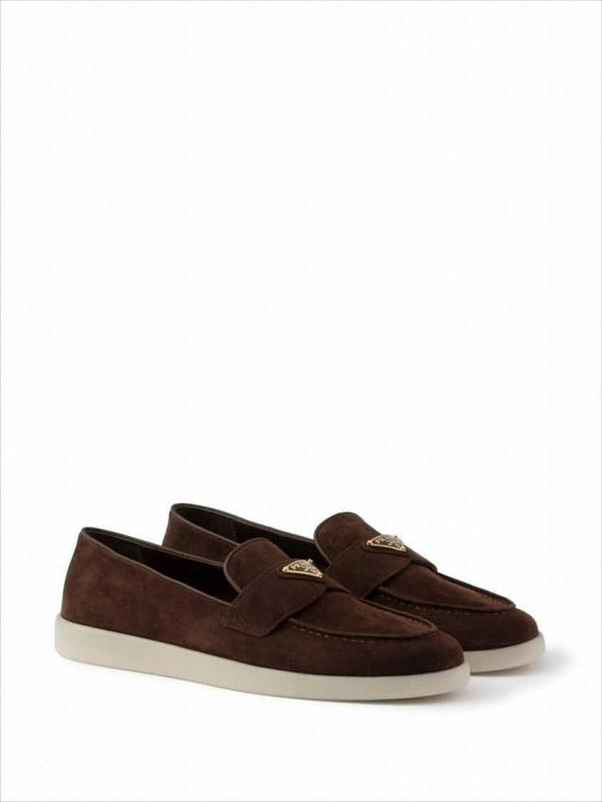Prada Sleek Brown Suede Calf Leather Loafers