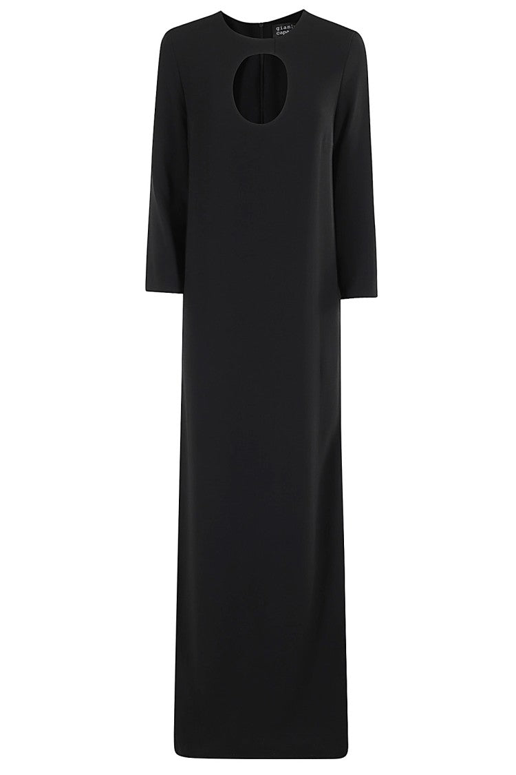 Gianluca Capannolo Floor-Length Black Jean Dress With Cut-Out Insert And Side Slits