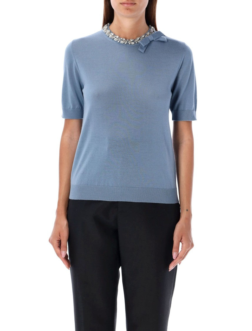 Valentino Crystal Round Neck Knit