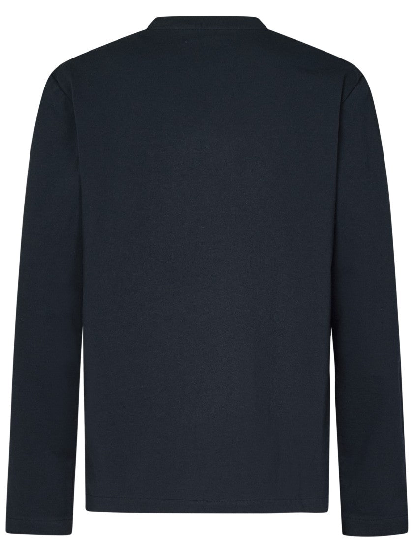Jil Sander Long-Sleeved Blue T-Shirt With Logo And Chest Pocket