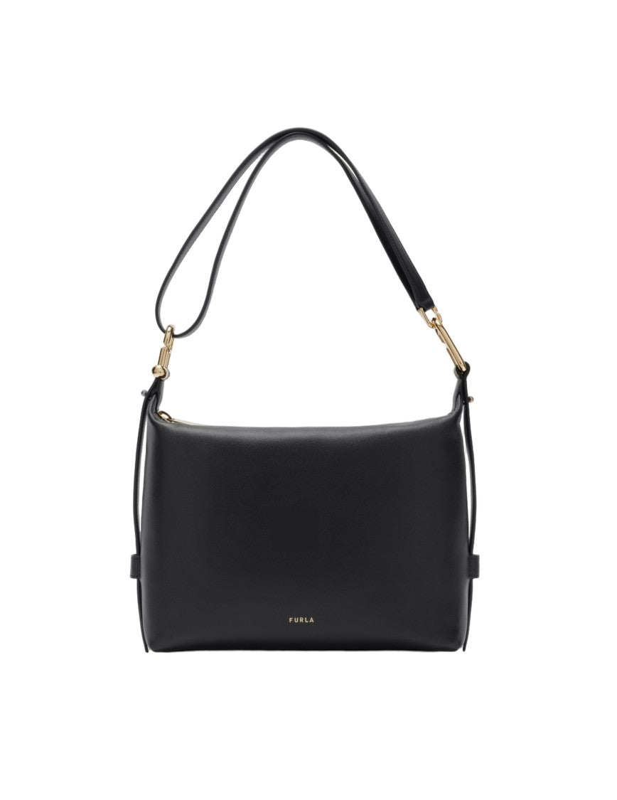Furla Tonie M Leather Hobo Shoulder Bag, Black