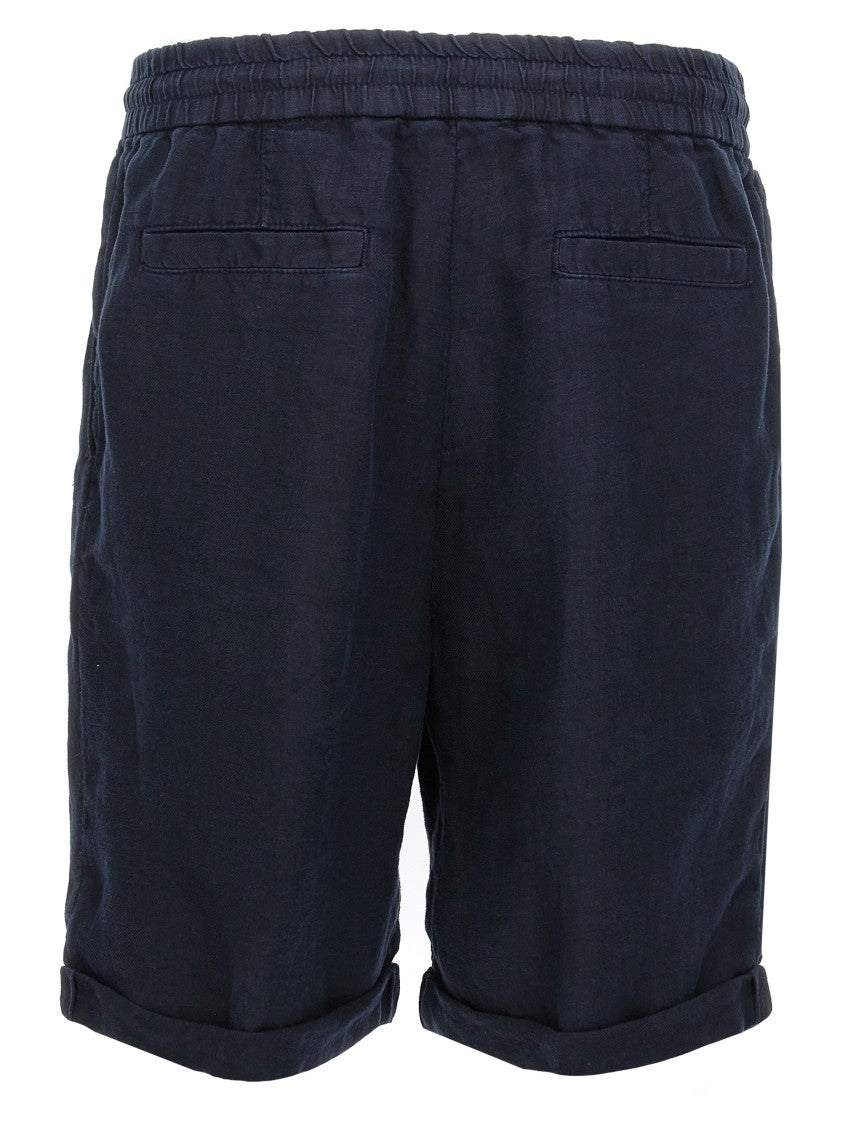 Brunello Cucinelli Black Garment-Dyed Linen Bermuda Shorts