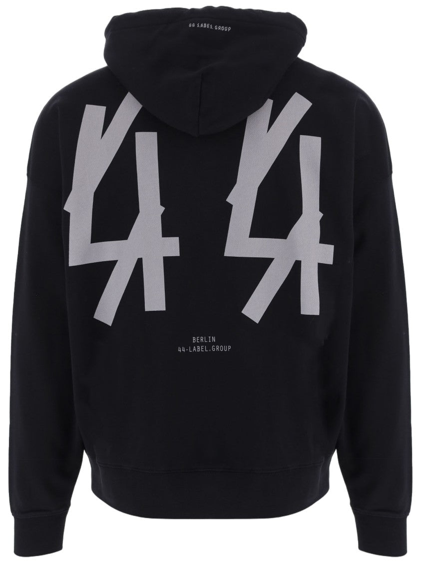44 Label Group Black Graphic Logo Print Cotton Hoodie