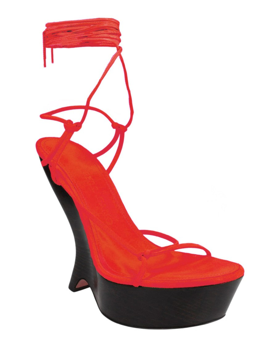 Ferragamo Frida Platform Wedge Sandals With Sculpted Wooden Heel