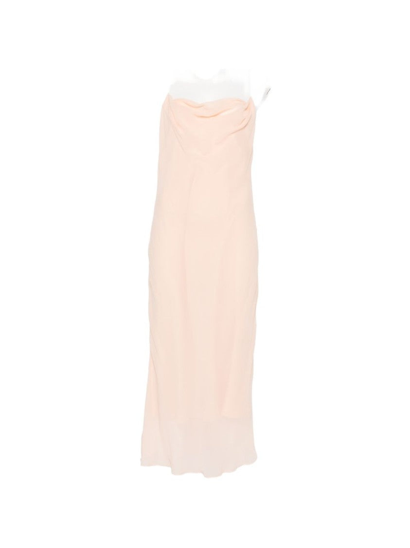 Mugler Pink Backless Cowl Neck Layered Dress