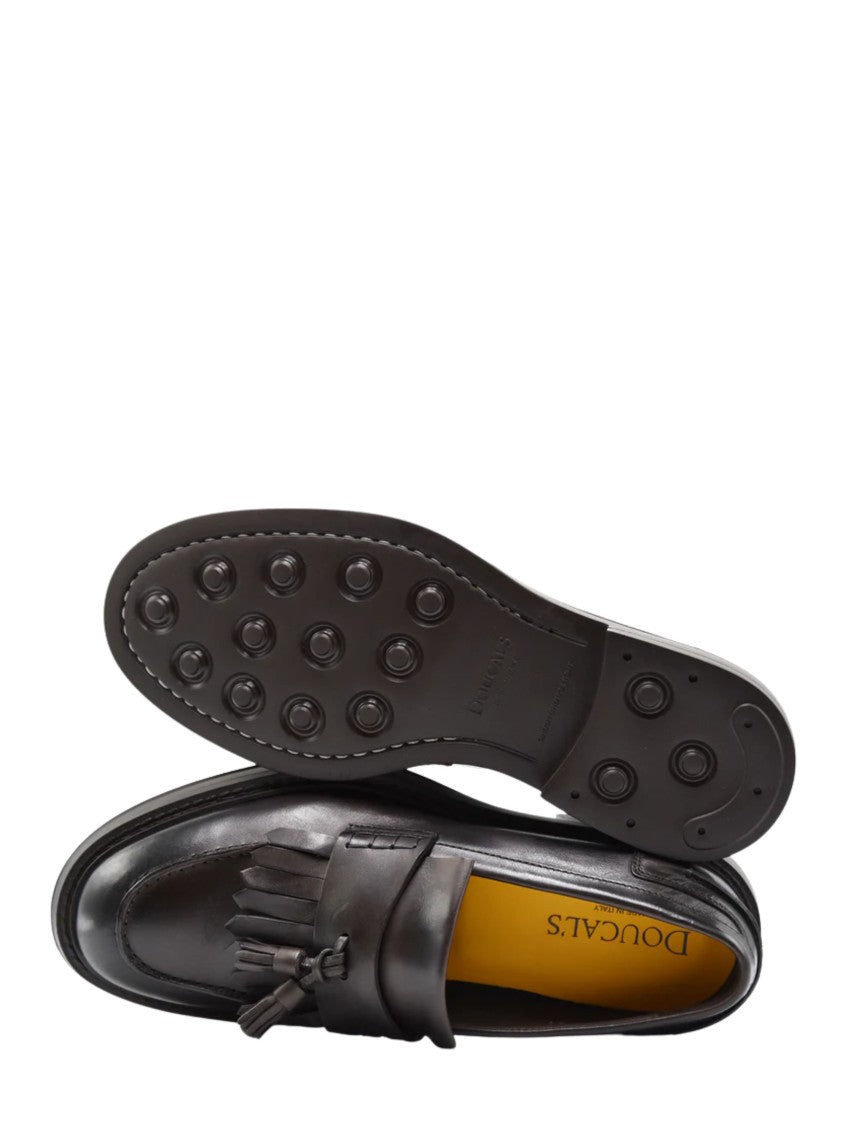 Doucal's Black Adler Polished Leather Loafers