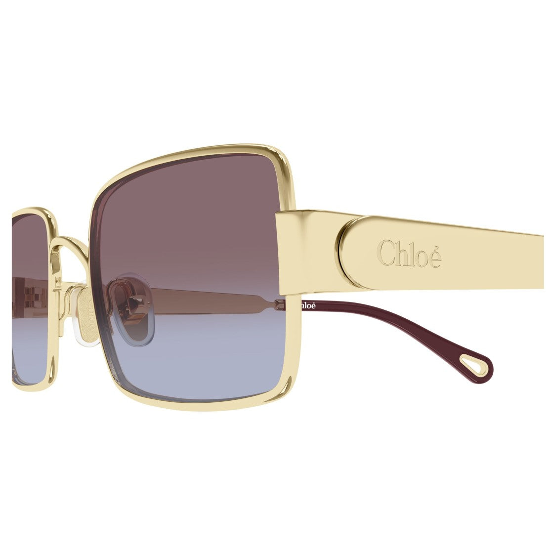 Chloé Rectangular Sunglasses With Gold Metal Frame