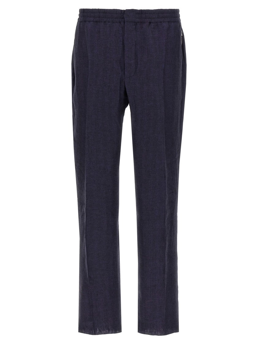 Berluti Herringbone Linen Trousers With Adjustable Waist