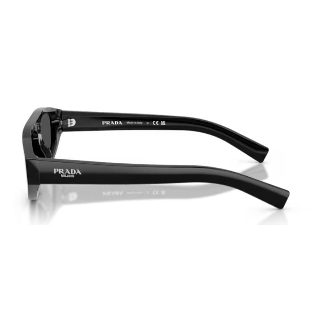 Prada Bold Sculpted Black Acetate Sunglasses With Dark Grey Lenses