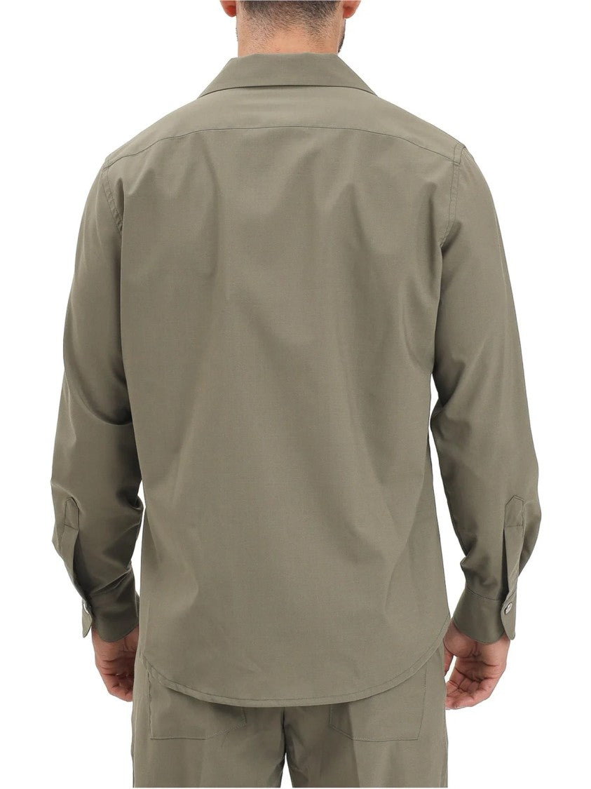 Yes London Military Green Wool Polyester Elastane Shirt