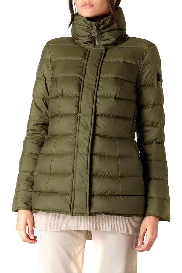 Peuterey Olive Green Funnel-Collar Quilted Polyester Puffer Jacket