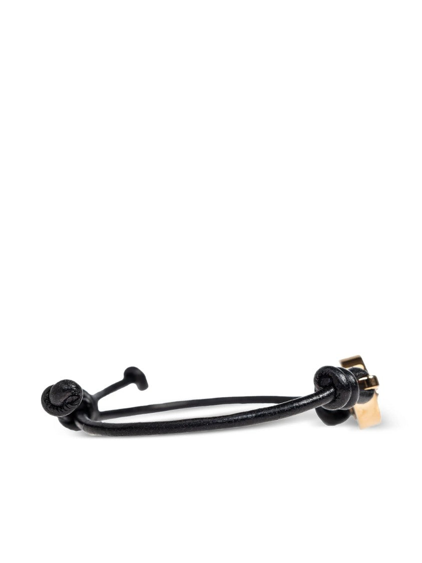 Versace Black Medusa 95 Adjustable Leather Bracelet