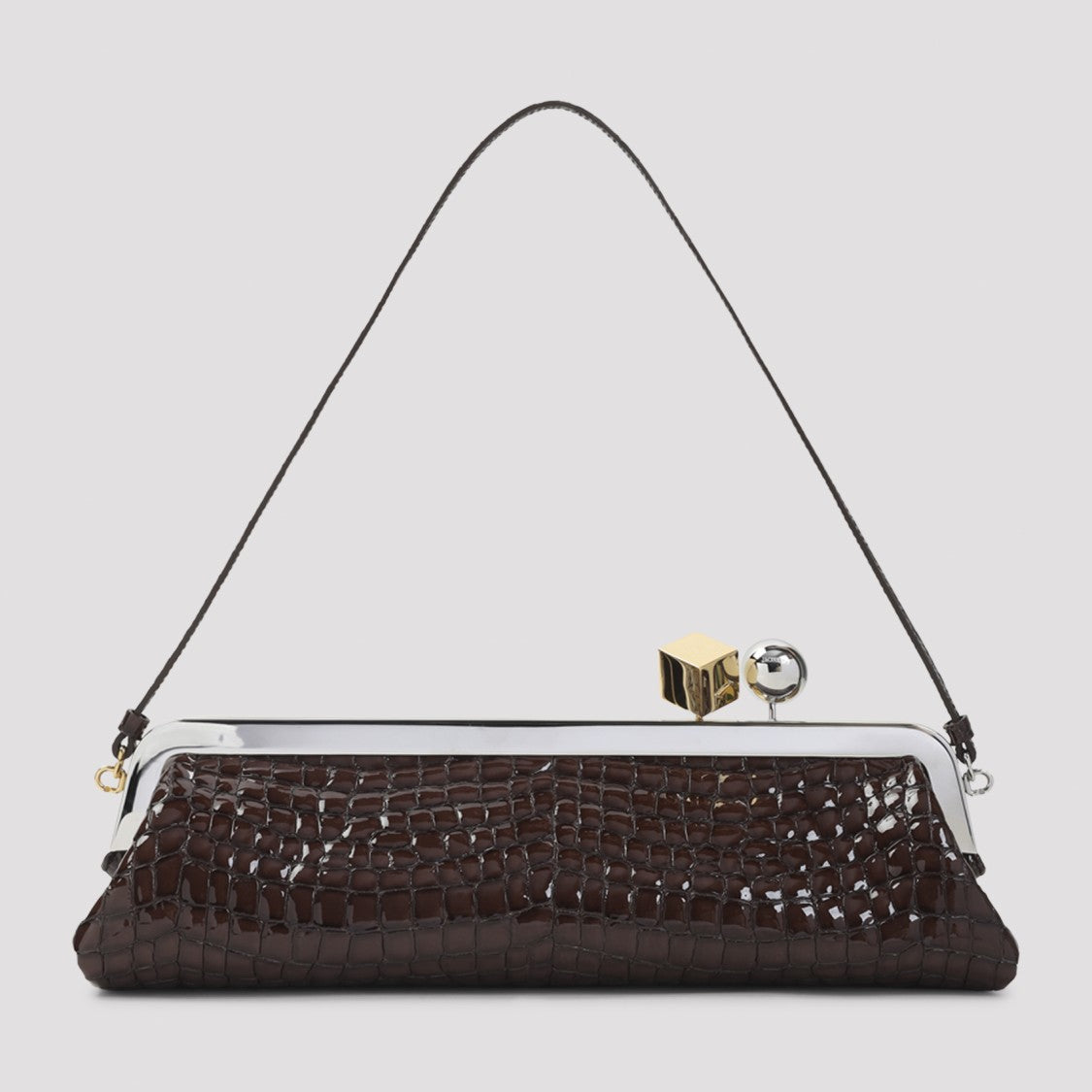Jacquemus Crocodile-Embossed Brown Goat Leather Handbag