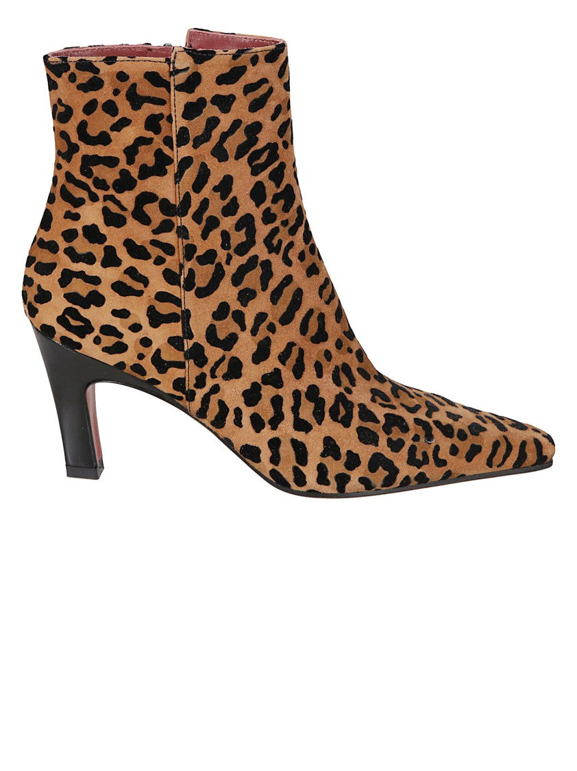 Roberto Festa Leopard Print Flocked Suede Ballerina With Grosgrain Strap