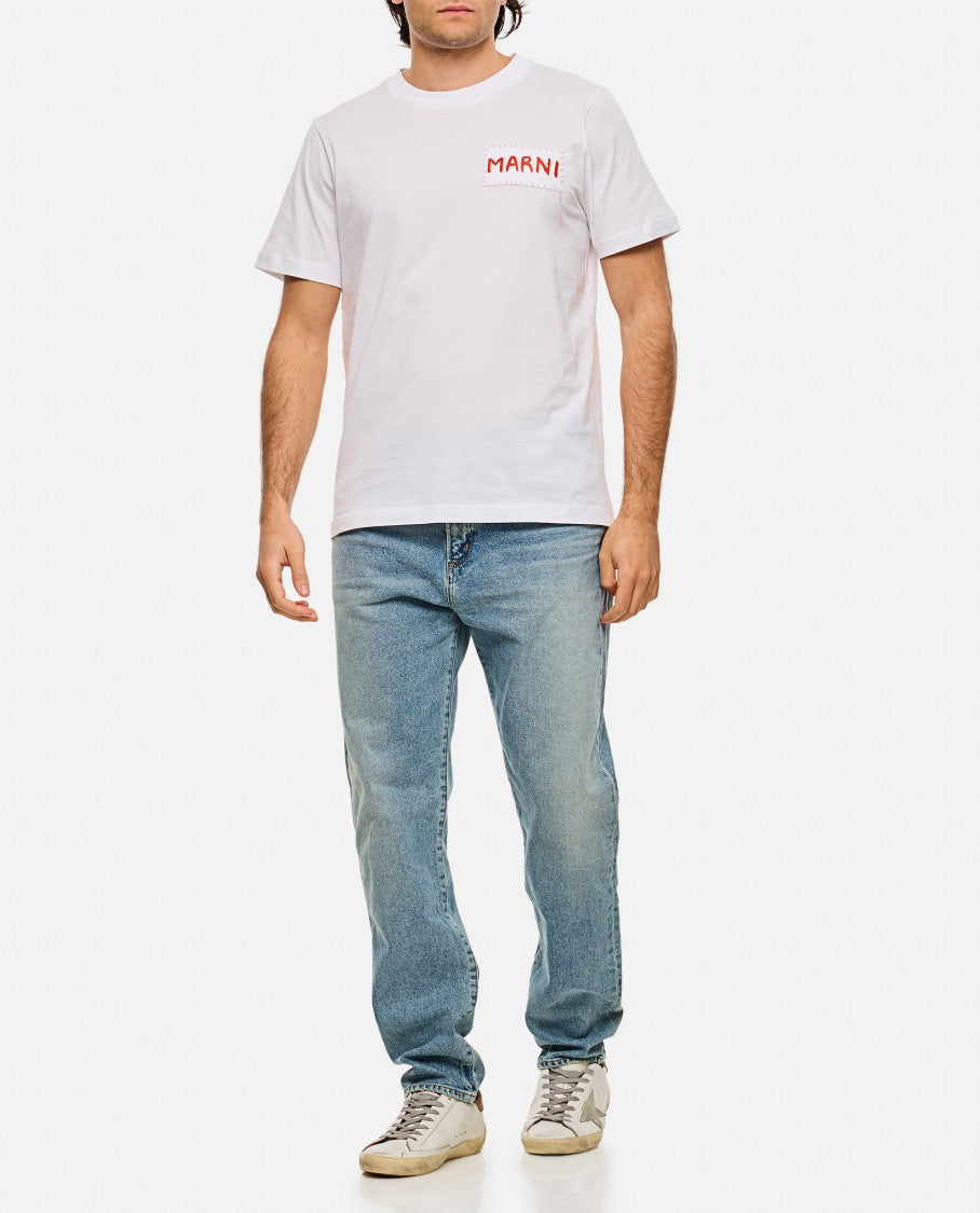 Marni White Cotton Mini Logo T-Shirt