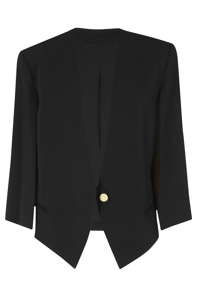 Alberta Ferretti Black Cady Stretch Open Sleeves Viscose Blazer