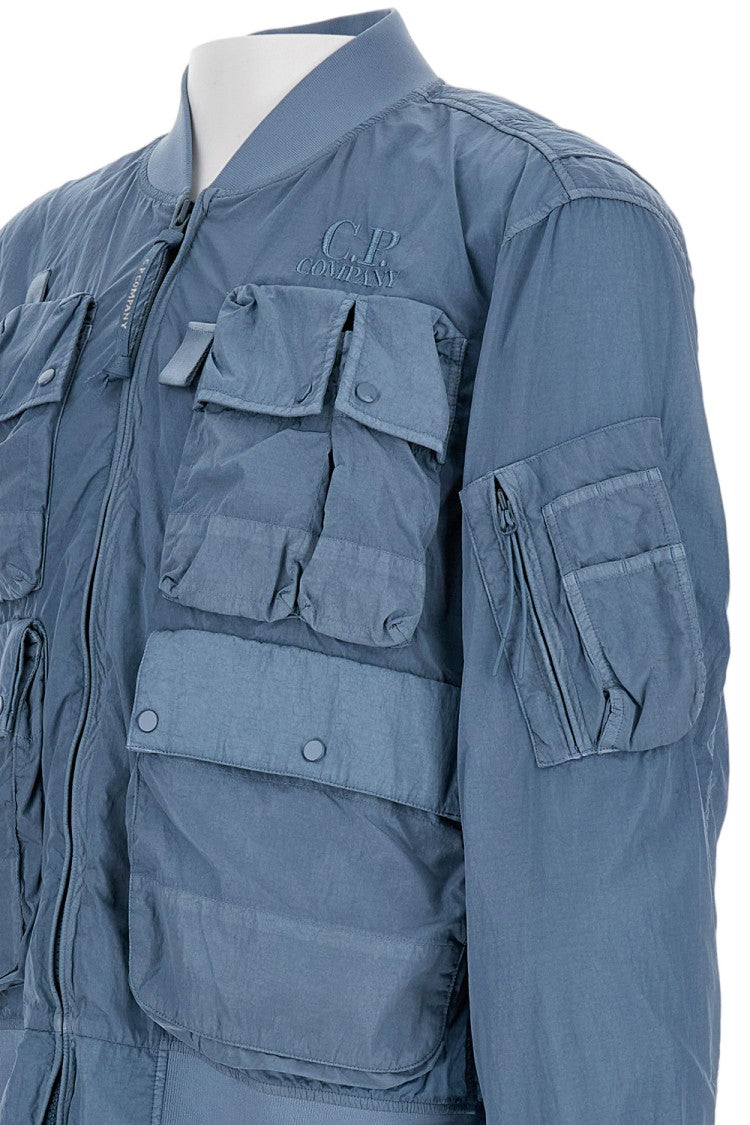 C.P. Company Light Blue Bomber Jacket With Front Pockets