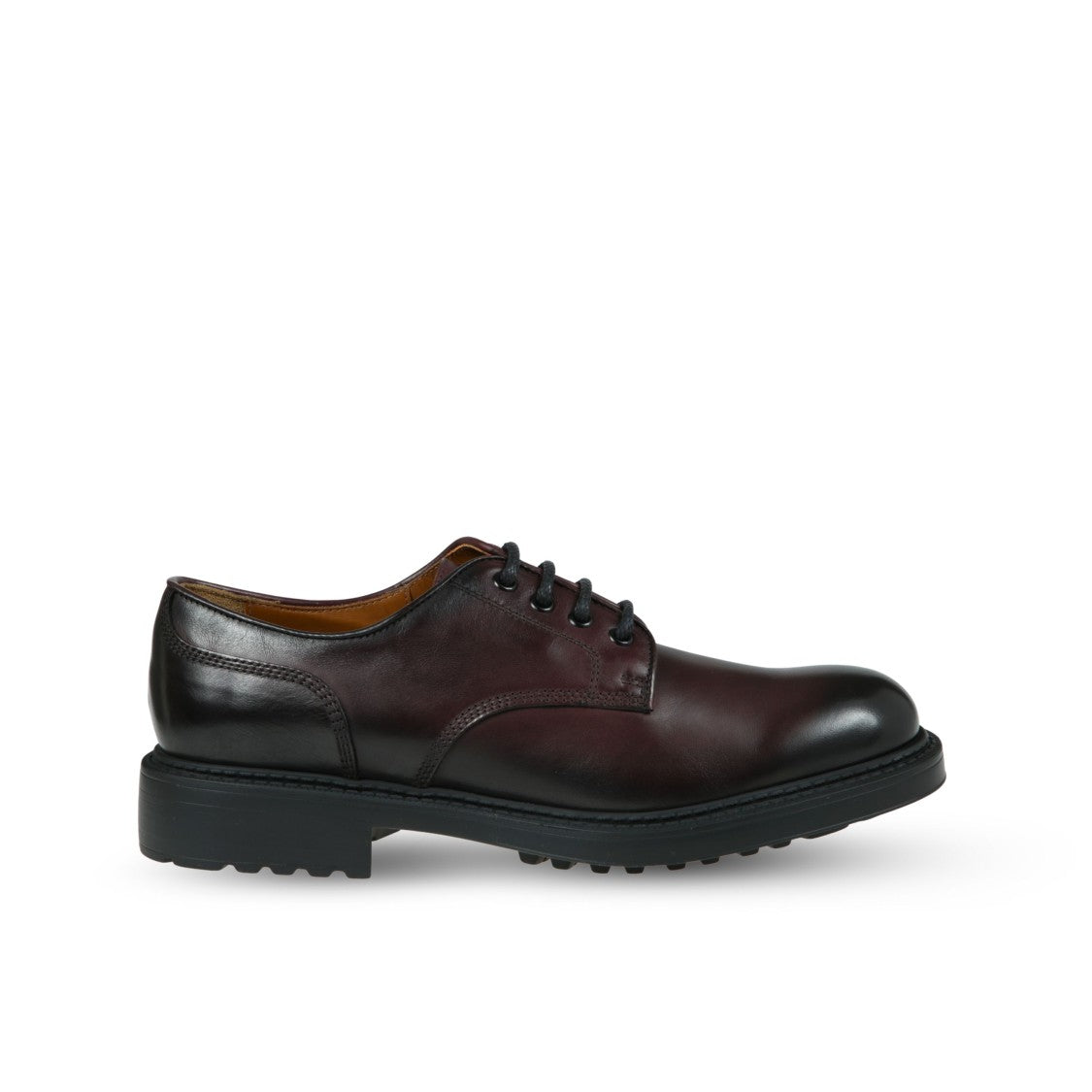 Doucal's Polished Black Derby Shoes With Closed Lacing