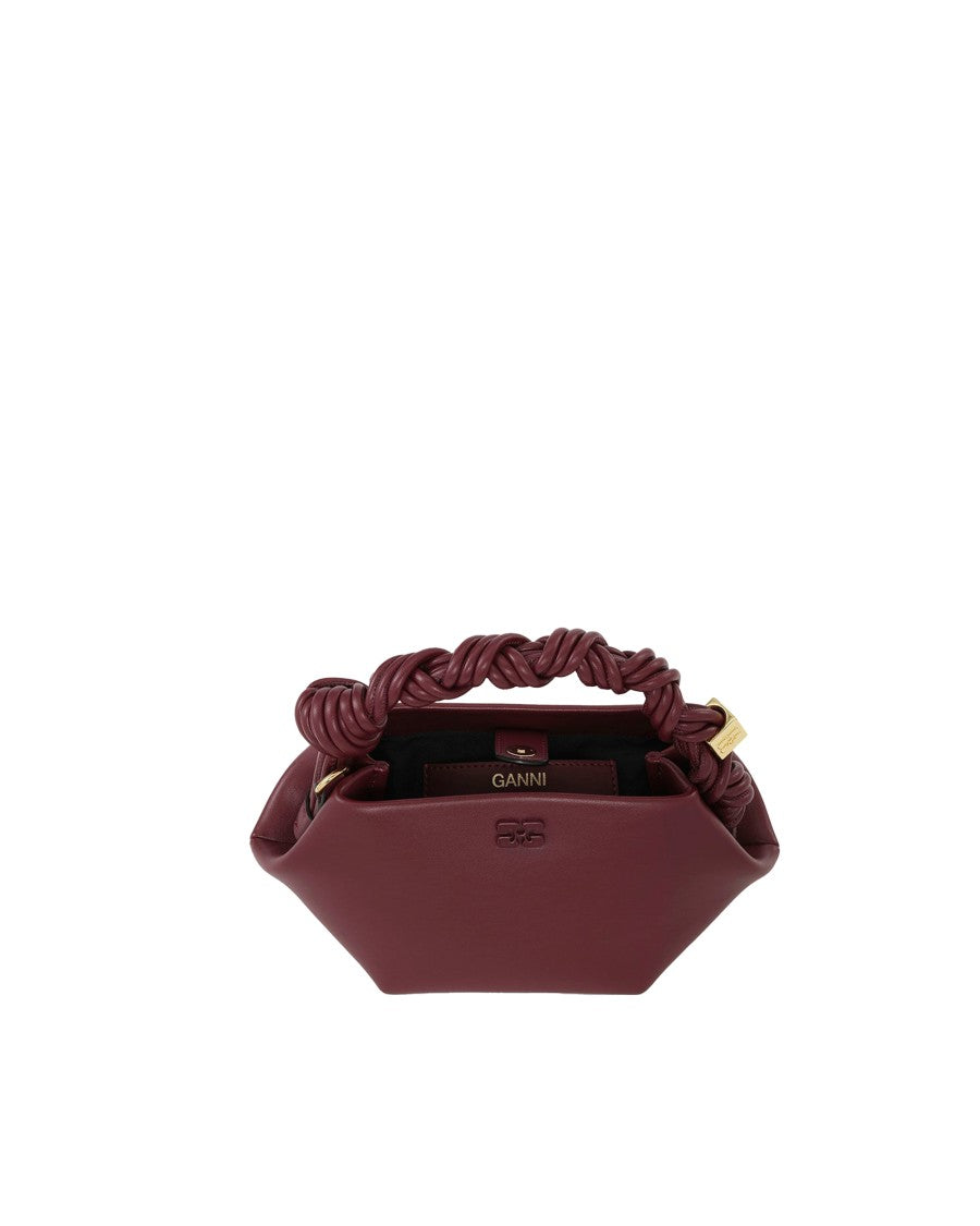 Ganni Mini Bou Bag Handbag In Burgundy