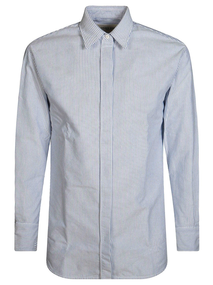 Golden Goose Boyfriend Striped Oxford Cotton Shirt