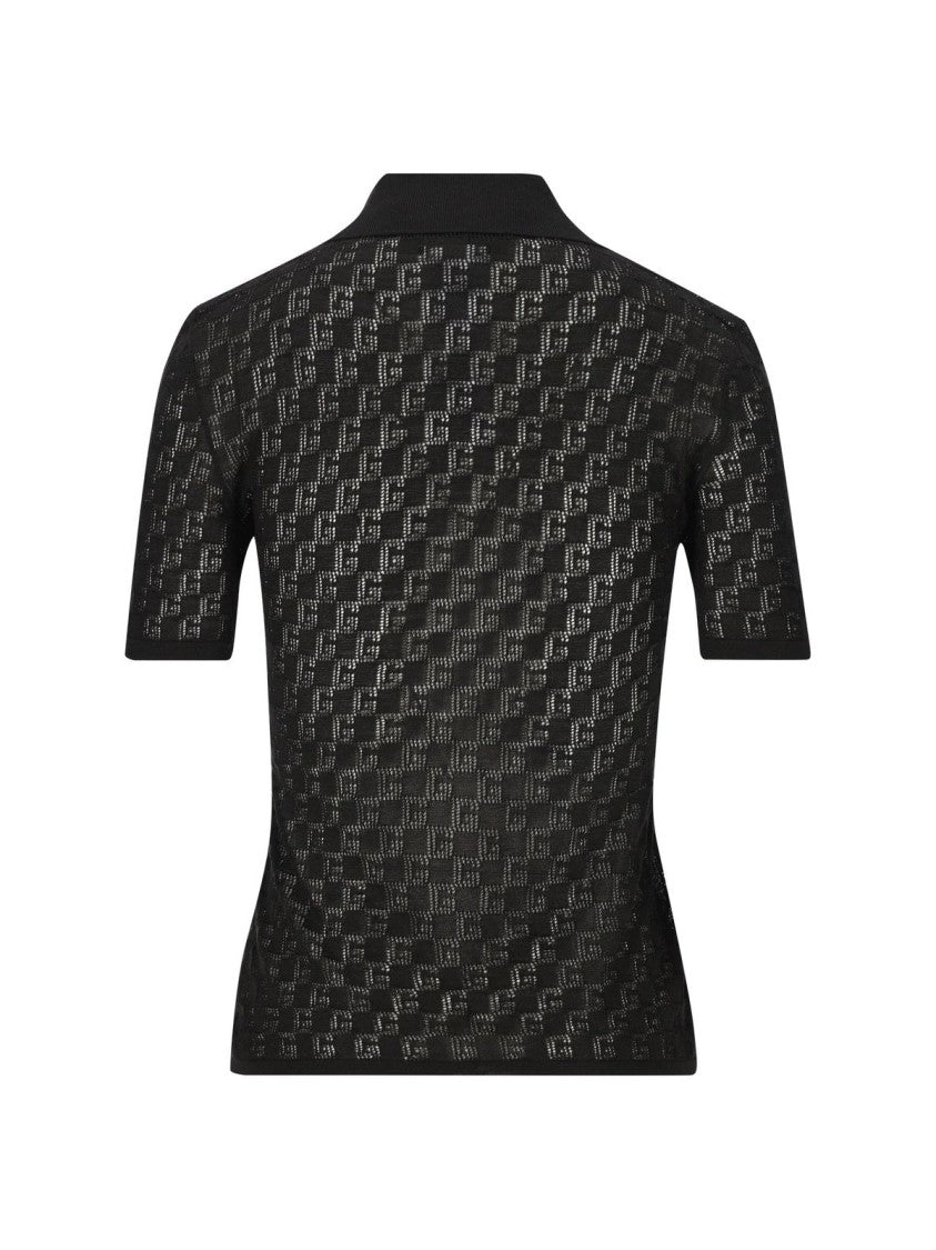 Gucci Textured Checkered Knit Polo Shirt