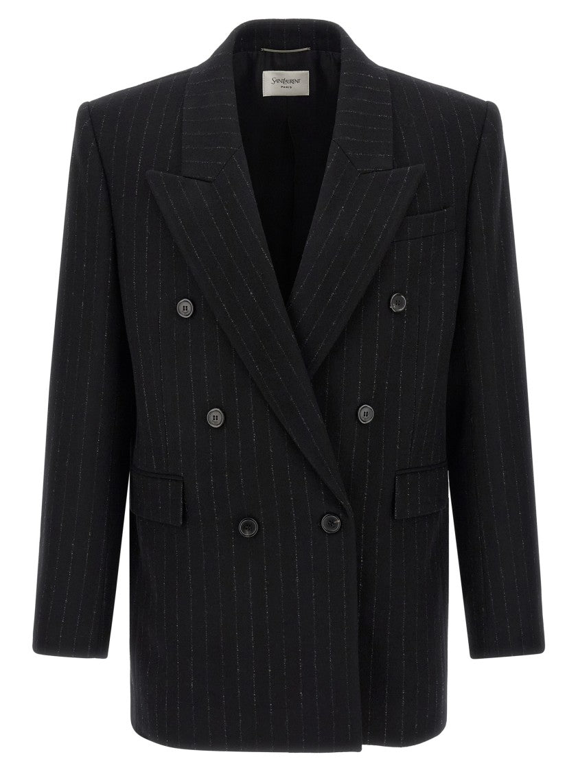 Saint Laurent Pinstripe Design Double-Breasted Blazer