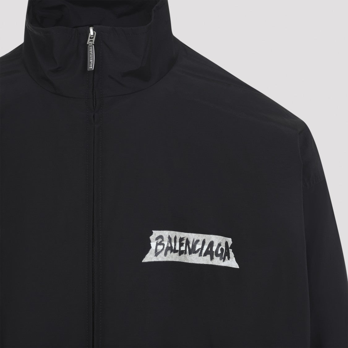 Balenciaga Black Casual Jacket With Graphic Logo Detail