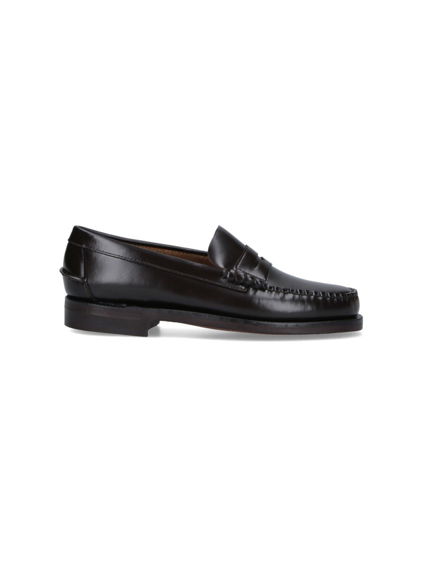 Sebago Brown Leather Moccasins With Tone-On-Tone Stitching