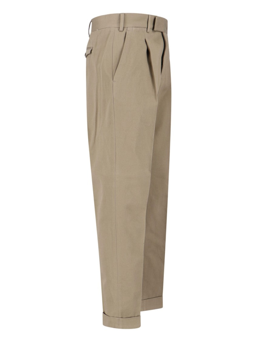 Pt Torino Beige Cotton Tailored Trousers