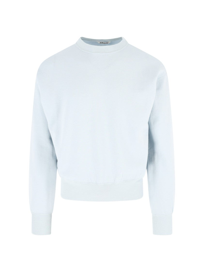 Auralee Light Blue Cotton Blend Ribbed Sweater