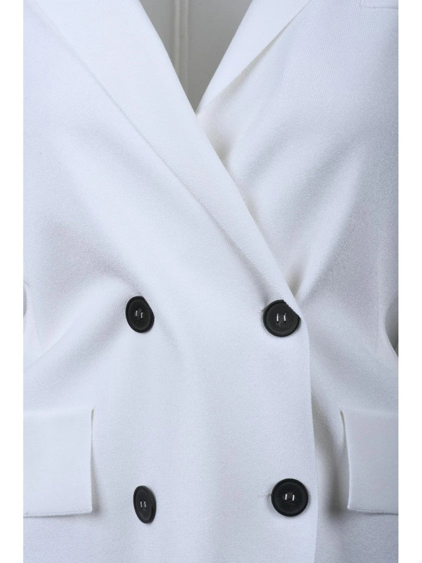 Antonino Valenti White Double-Breasted Knit Viscose Blazer