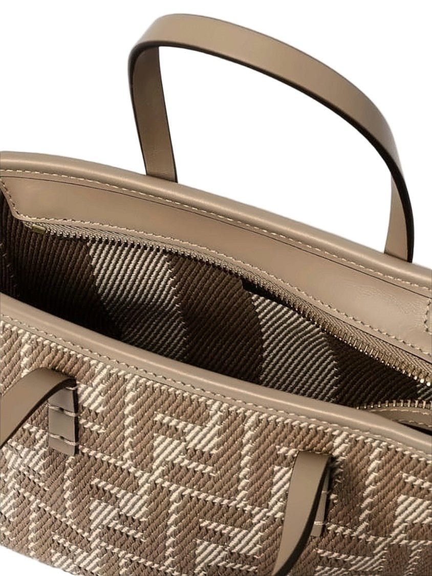 Fendi Structured Tote Bag With Geometric Textured Fabric