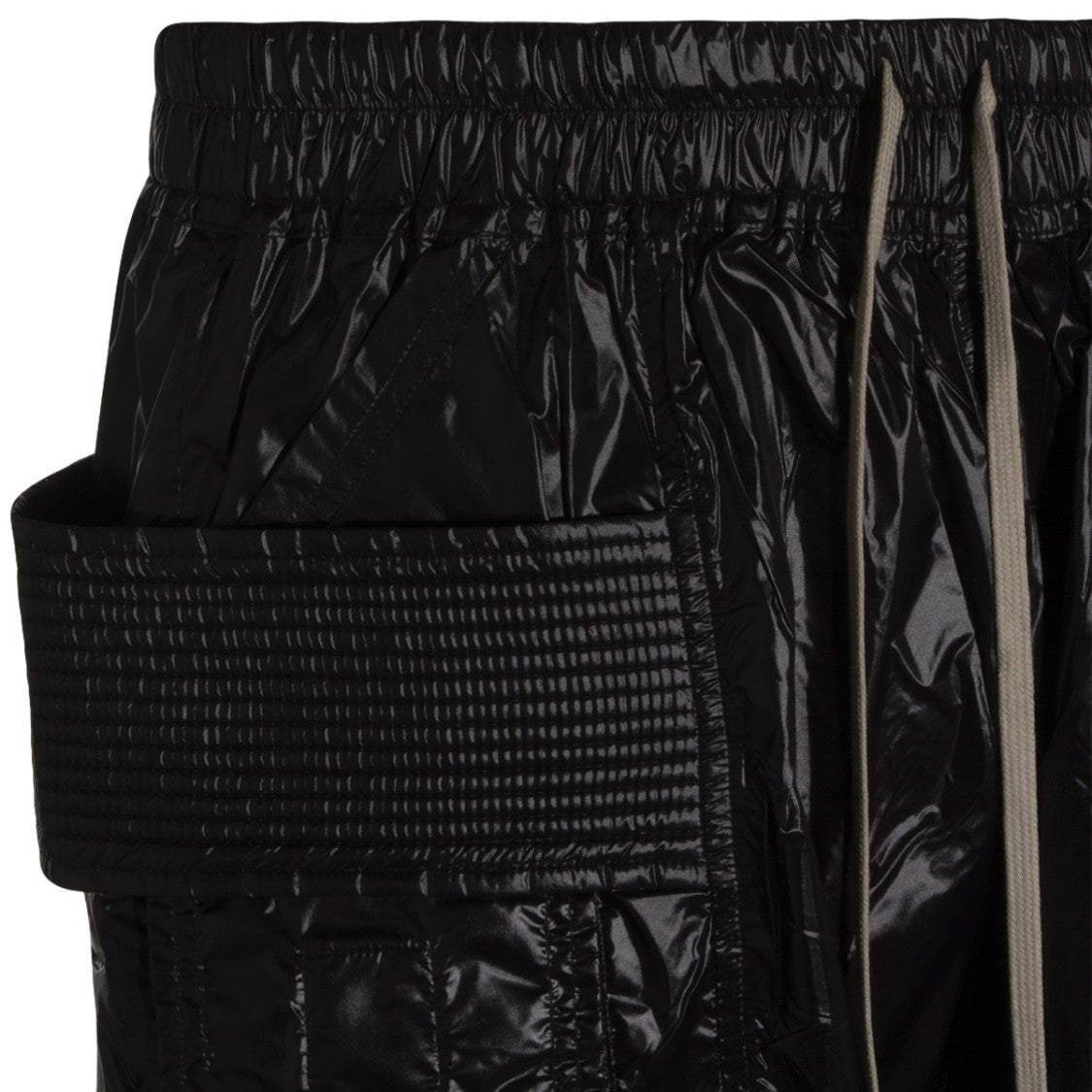 Drkshdw By Rick Owens Glossy Black Shorts With Crinkled Texture