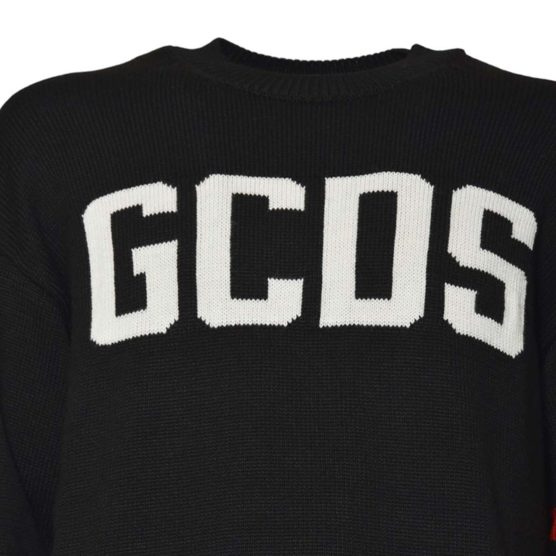 Gcds Crew Neck Sweater With Bold Logo And Striped Accents
